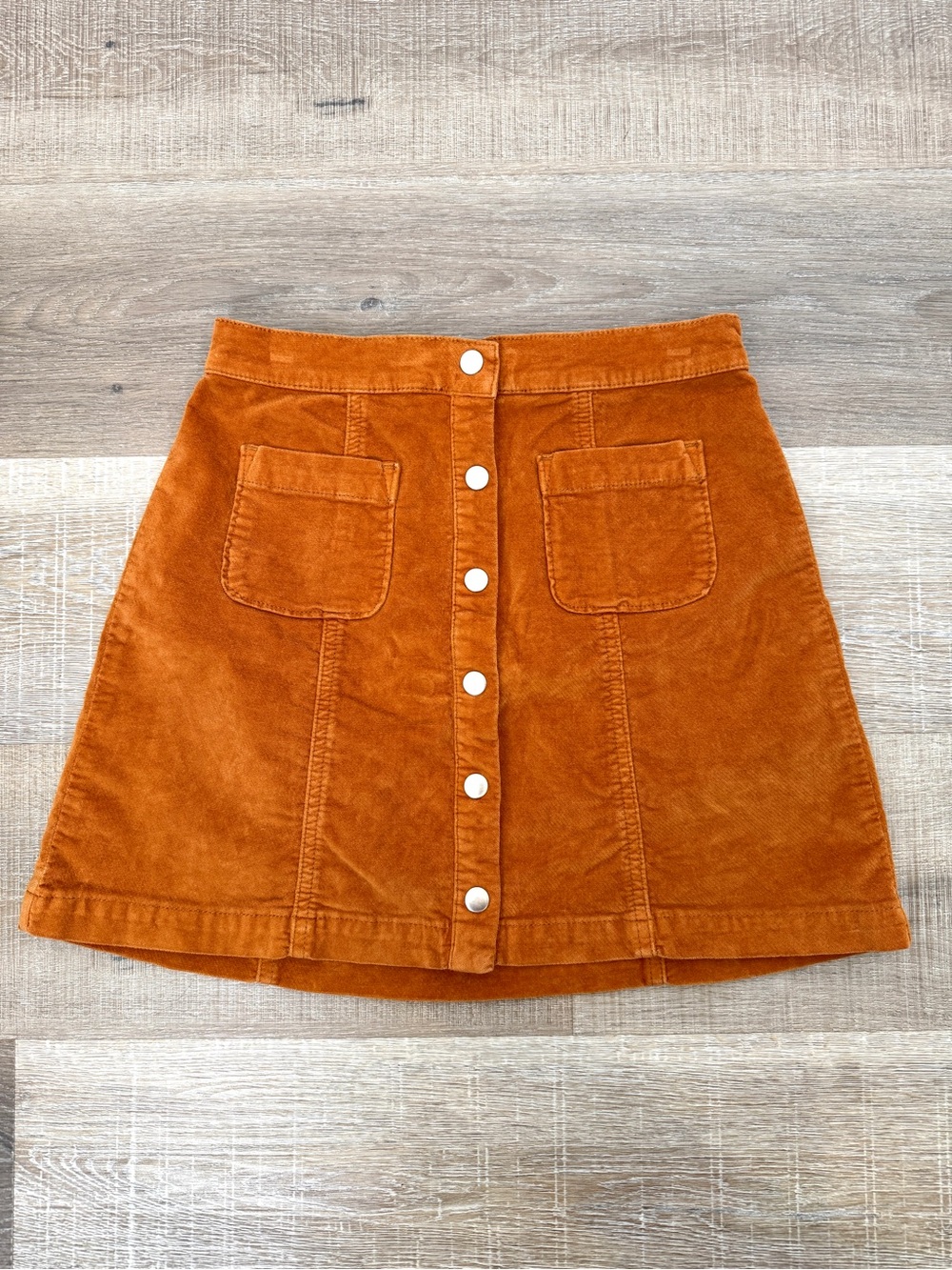 Urban Outfitters Size Small Corduroy Rust Orange Snap Front Mini Skirt